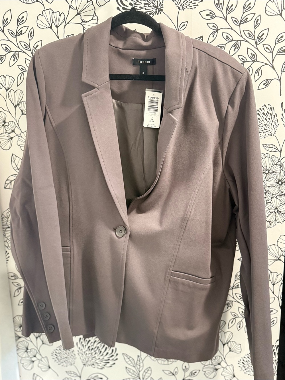 torrid mauve single-button tailored blazer